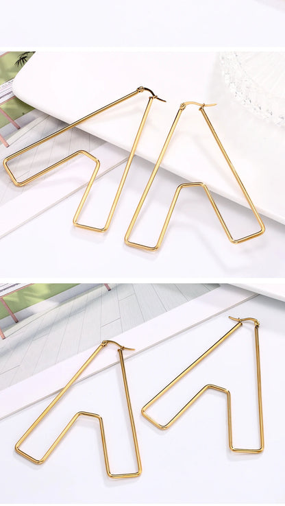 Personality Letter Ear ring Stainless Steel feminine Hyperbolic Earrings Girls Earrings Exquisite Gifts Women‘s Ear Jewelry 2021