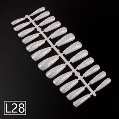 1 Set Glitter False Nail Tips Full Cover Ballerina Fake Nail Tips Press on Nail Tips Coffin