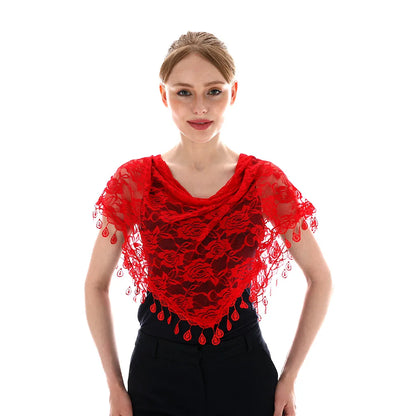 Embroidered Triangle Scarf for Church Shawl Catholic Church Prayer Shawl Sheer Floral Spanish Mantilla Lace Veil Wedding Cape