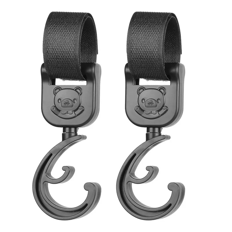 1Pair Baby Pram Hooks Rotate 360 Degree Cart Organizer Diaper Carriage Storage Bag Hanger Universal Outdoor Stroller Accessories