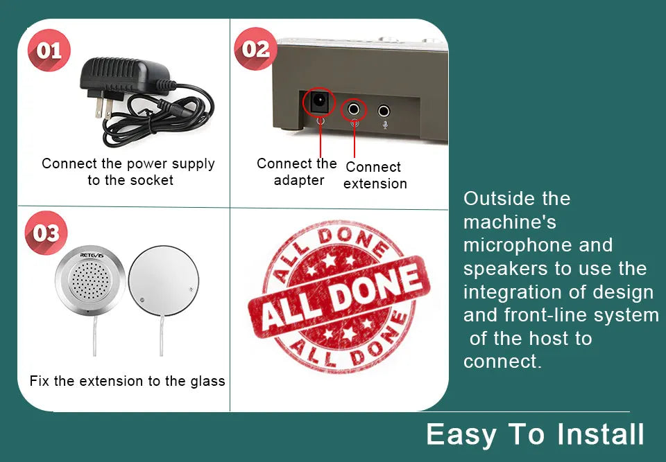 Retevis RT-9908 Dual Way Window Intercom System Bank Counter Interphone Two Way Intercom Intercom bank pharmacy Table Microphone