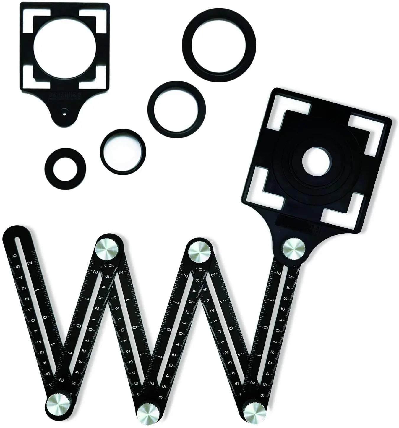 Multi Template 6-Sided Angle Measuring Ruler Folding Rulers Tool with Tile Positioning Aperture Ruler Woodworking Gauges Tool