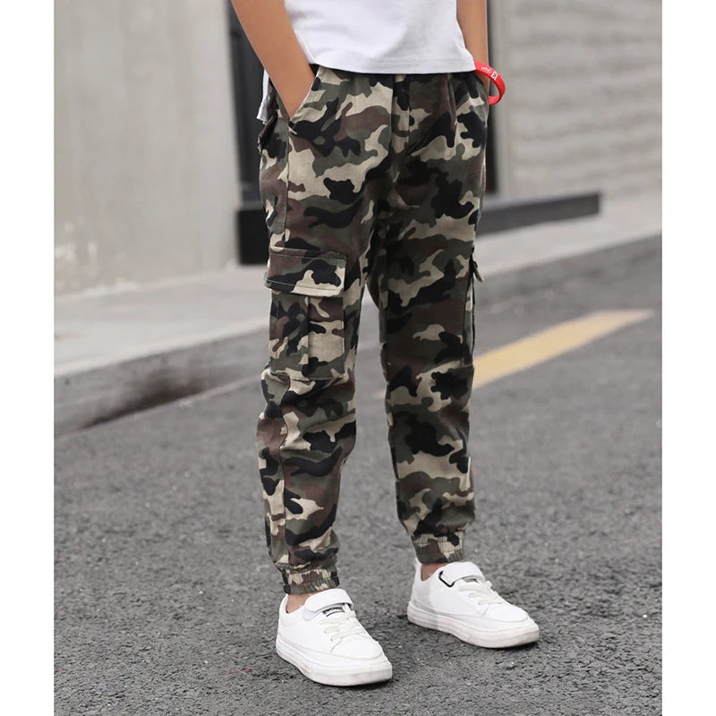 2022 Boys Camouflage Joggers Casual Cargo Pants for Boys Kids Cotton Trousers Clothes Teenage Boys Joggers Clothing 3-14 Years