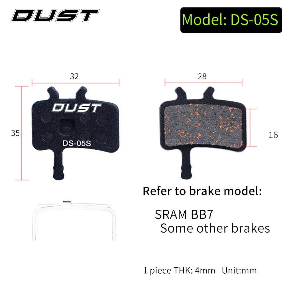DUST 1Pair Semi-Metal Bicycle Hydraulic Disc Brake Pads MTB Mountain Bike Parts for SHIMANO XT XTR M315 SRAM Avid BB5 BB7 E1 E3
