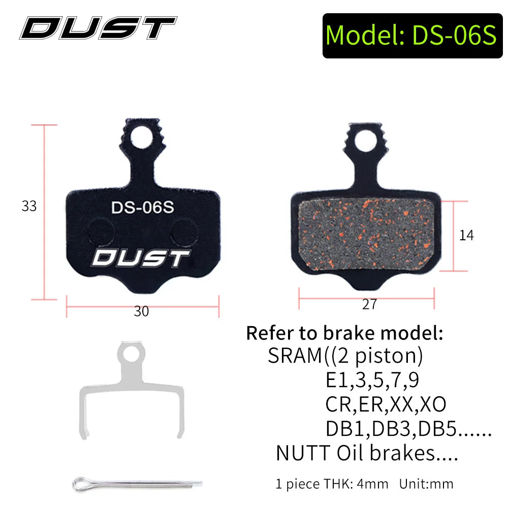 DUST 1Pair Semi-Metal Bicycle Hydraulic Disc Brake Pads MTB Mountain Bike Parts for SHIMANO XT XTR M315 SRAM Avid BB5 BB7 E1 E3