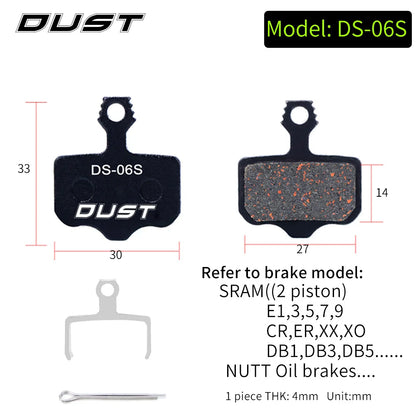 DUST 1Pair Semi-Metal Bicycle Hydraulic Disc Brake Pads MTB Mountain Bike Parts for SHIMANO XT XTR M315 SRAM Avid BB5 BB7 E1 E3
