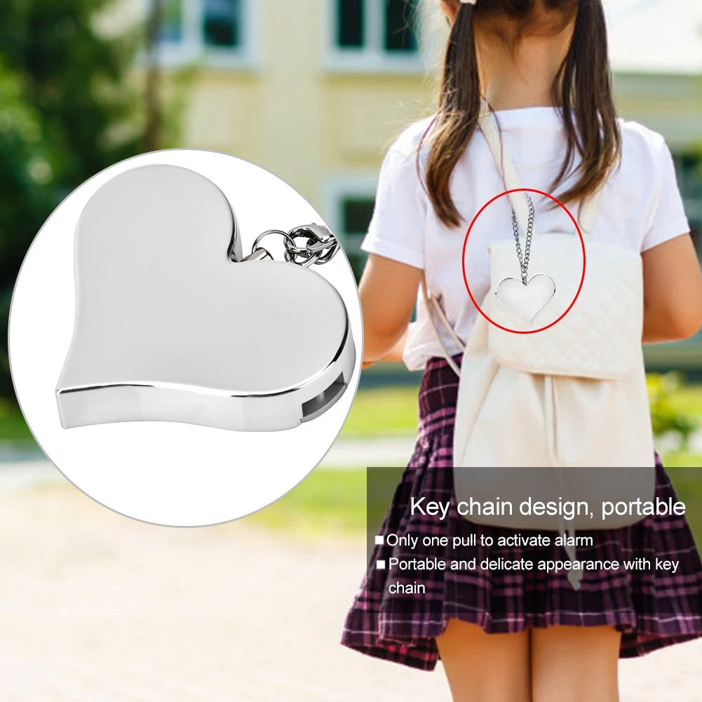 130DB Personal Security Alarm Siren Security Alarm Keychain Emergency Heart Shape  Self Defense Siren