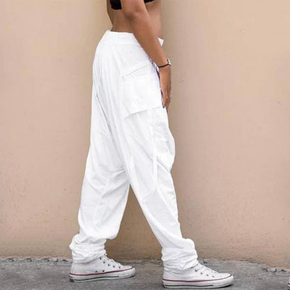 Mens Trousers Hip-hop Casual Low Rise Drop Crotch Retro Print Saggy Baggy Trousers Loose Harem Pants Elastic Streetwear