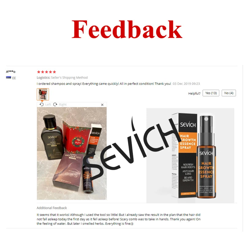 Sevich 30ml Hebal Oil Essence Fast Hair Growth Spray Hair Loss Treatment Help for hair Growth Hair Care