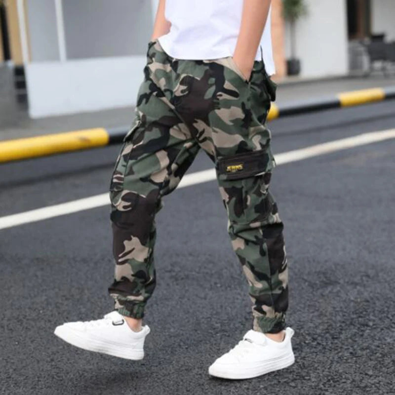 2022 Boys Camouflage Joggers Casual Cargo Pants for Boys Kids Cotton Trousers Clothes Teenage Boys Joggers Clothing 3-14 Years
