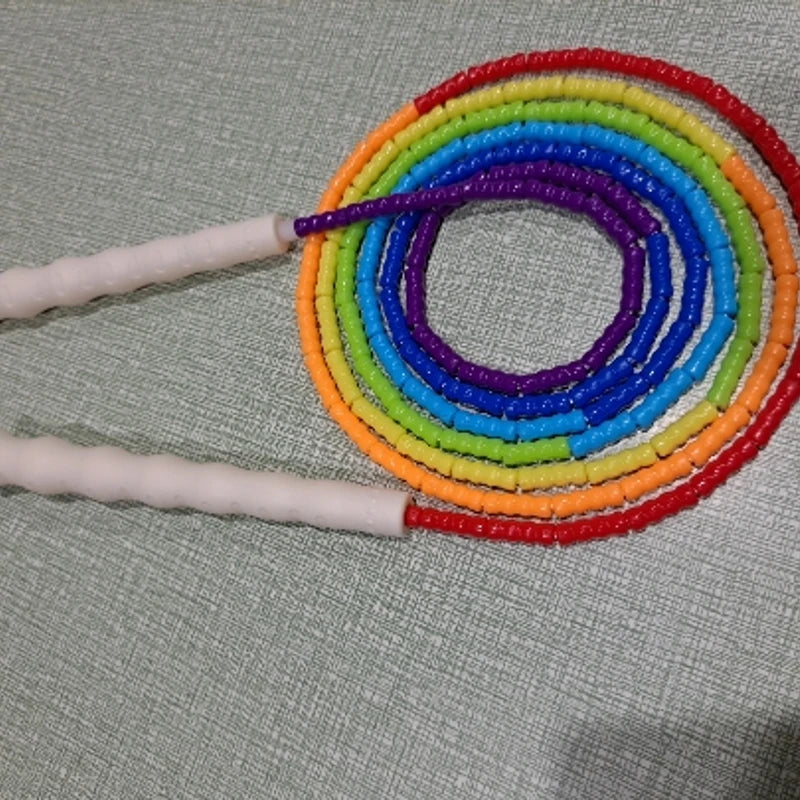 NEVERTOOLATE 2.2m 2.4m 2.6m 3m 3.6m rainbow beaded colorful soft PVC beads kids adult skipping jump rope doubledutch skip