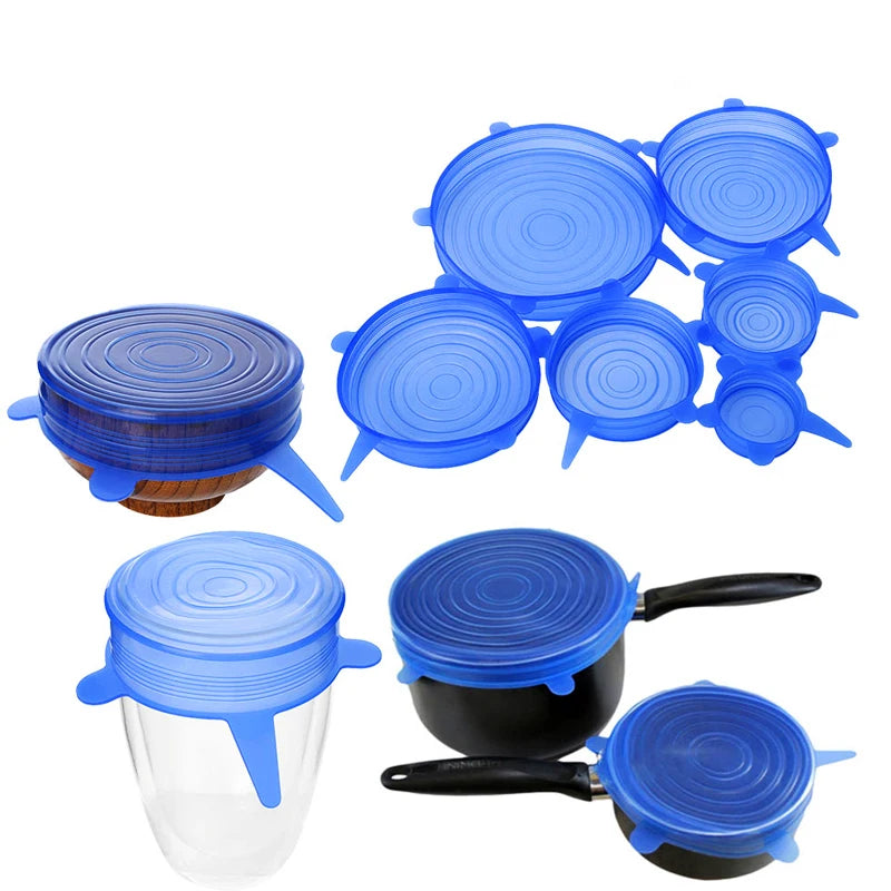 Universal Reusable Silicone Stretch Lids Food Wrap Silicone Cover for Cookware Bowl Pan Cooking Kitchen Accessories
