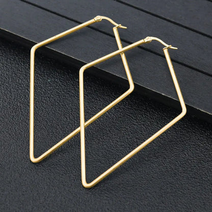 Titanium Steel Exaggerated Geometric Square Rhombus Hoop Earrings for women Big Earring Statement Ear Ring Nightclub Jewelry