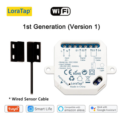 LoraTap Tuya Smart Life Garage Door Sensors Opener Controller WiFi Switch Alexa Opening Home Remote Control Contact Voice Portal