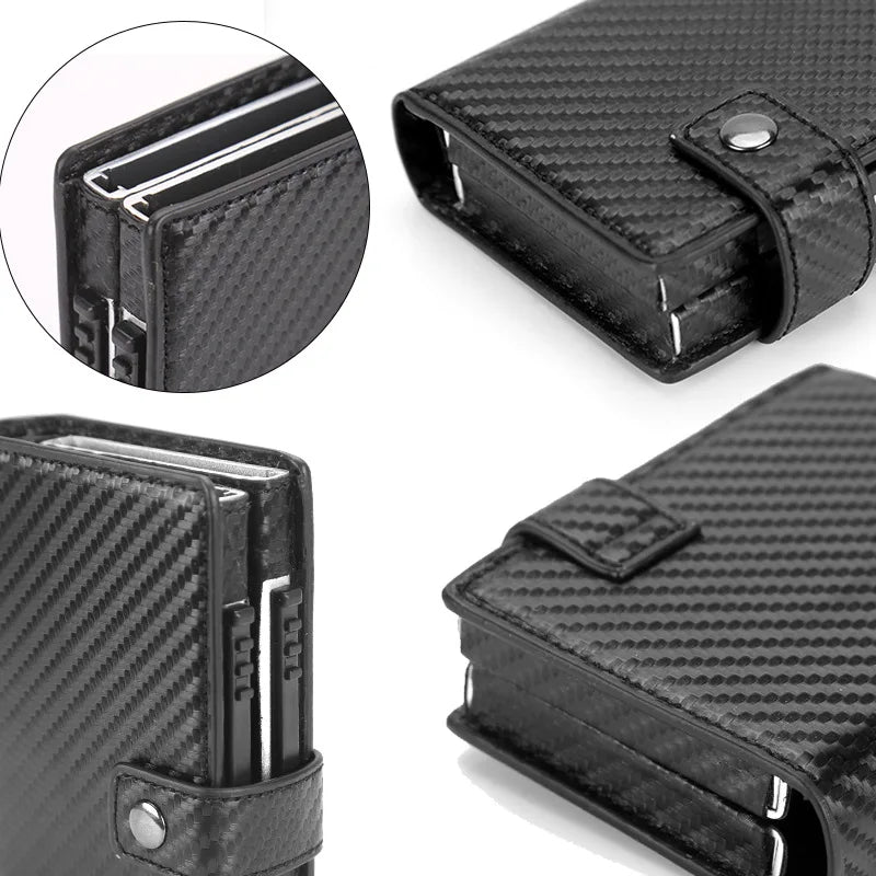 PUOU Double Card Wallet Aluminium RFID Blocking Metal Card Package Card Holder Credit Card Case Men Card ID Holder Card Box