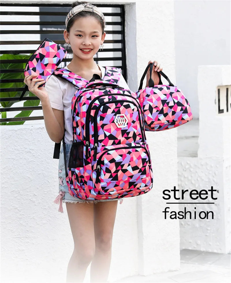 School Bags for Teenagers Girls Schoolbag Large Capacity Boys Printing School Backpack Set Rucksack Bagpack Kids Cute Book Bags