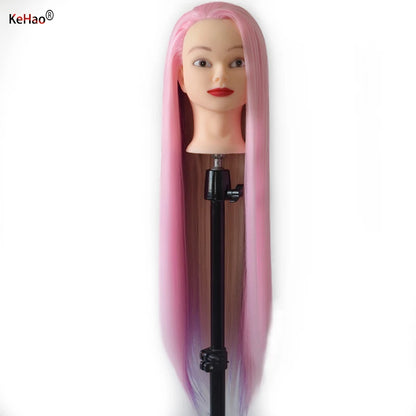Training head with colorful hair 80cm very long synthetic hair for braiding hairstyle doll Head hairdressing head mannequin