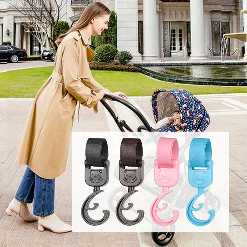 1Pair Baby Pram Hooks Rotate 360 Degree Cart Organizer Diaper Carriage Storage Bag Hanger Universal Outdoor Stroller Accessories
