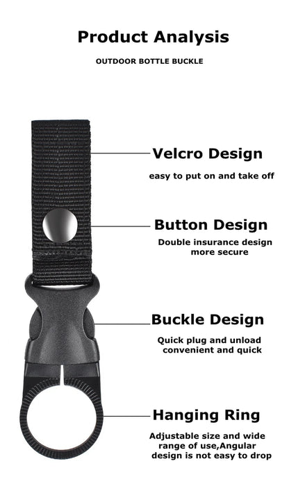 Tactical Water Hanger Outdoor Gear Clip Carabiner Water Bottle Buckle Hook Holder Keychain Belt Webbing Strap for Hiking Camping