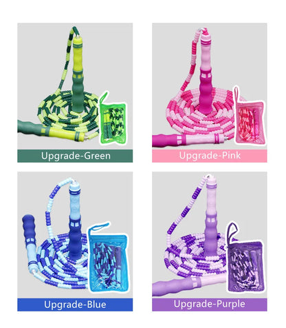 Tangle-Free Segmented Beaded Jump Rope For Kids Fitness Skipping Rope For Men and Women Adjustable Length Weight Loss