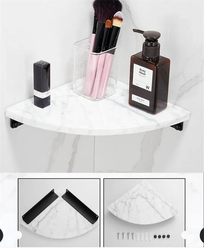 Bathroom Accessories Set Black Bathroom Shelf,Towel Rack,Towel Hanger Paper holder,Toilet Brush Holder Marble & Brass