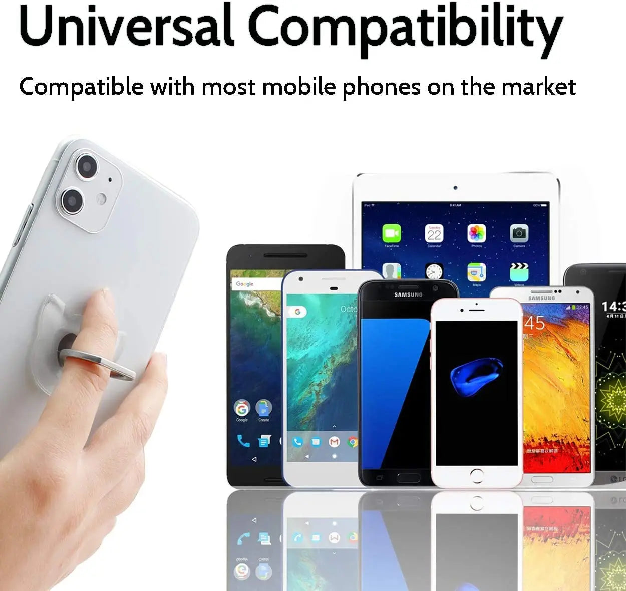 Transparent Cell Phone Ring Holder Stand 360° Degree Rotation Clear Finger Grip Kickstand Compatible Various iPhones Case