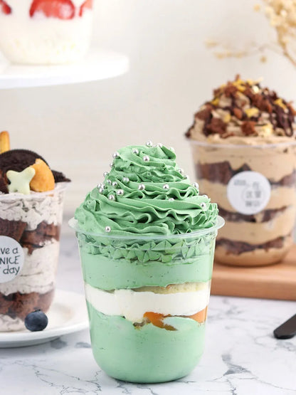 50pcs 360ml Disposable Plastic Cups With Lid Transparent Salad Cup DIY Dessert Bowl Container For Bar Cafe Home Party Supplies