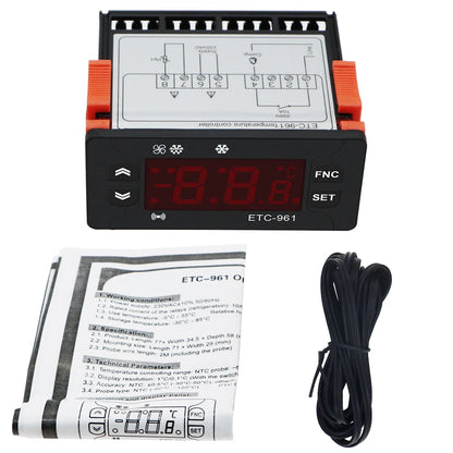ETC-961 Mini Temperature Controller 220v Microcomputer Thermostats Digital Thermostat Refrigeration Alarm Wtih NTC Sensor