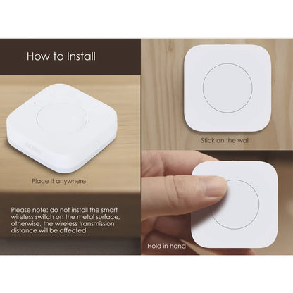 Aqara Wireless Mini Switch Zigbee Connection Versatile 3-way Control Button for Smart Home Devices Compatible with Apple HomeKit