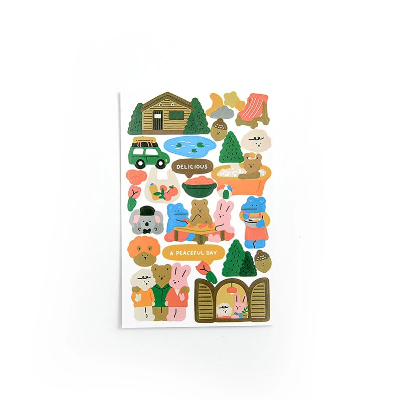 Mohamm 1Pc Animal Friends Series Stickers Decoration Scrapbooking Paper Creative Stationary School Supplies