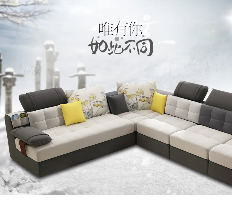 Living Room Sofa set U Home Furniture modern linen hemp fabric sectional sofas American country muebles de sala moveis para casa