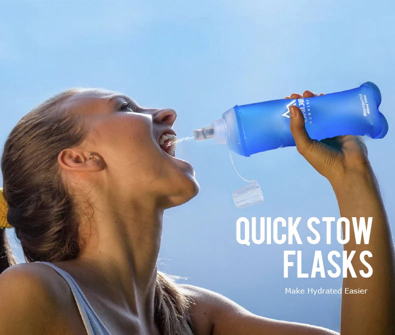 AONIJIE Soft Flask Water Bottle Folding Collapsible Water Bags TPU Free For Running Hydration Pack Waist Bags SD09/10 250/500ml