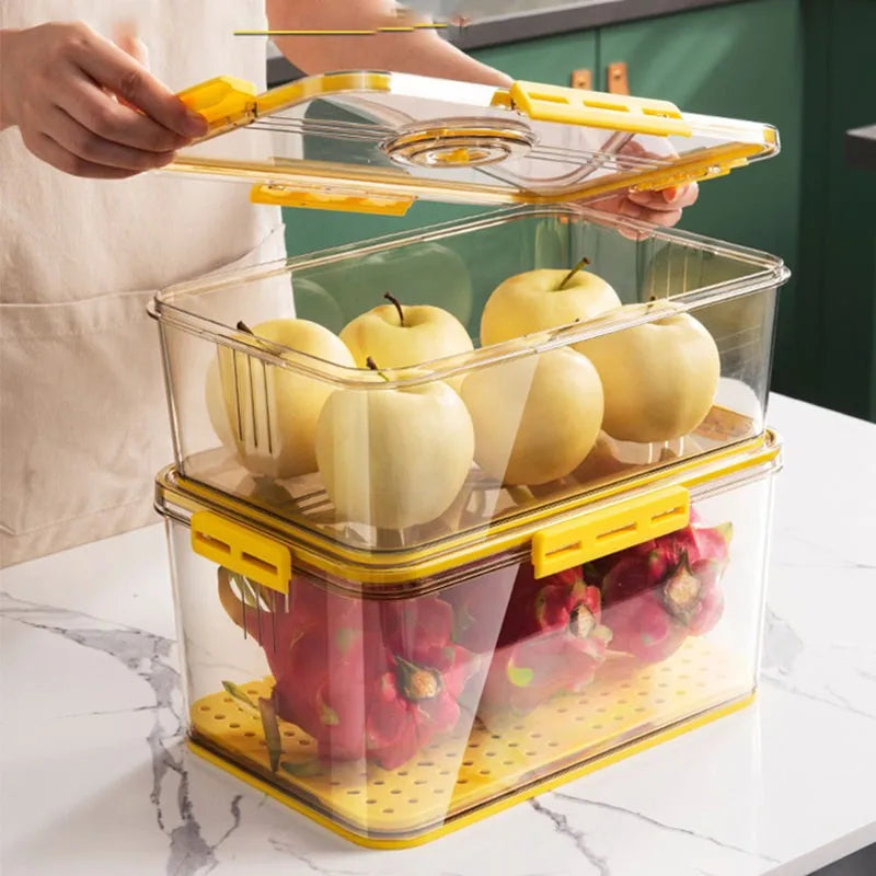 1PCS Timekeeping Kitchen Fridge Organizer Storage Box Lid Refrigerator Thickened Food Pantry Storage Drawer Box Containers Tools