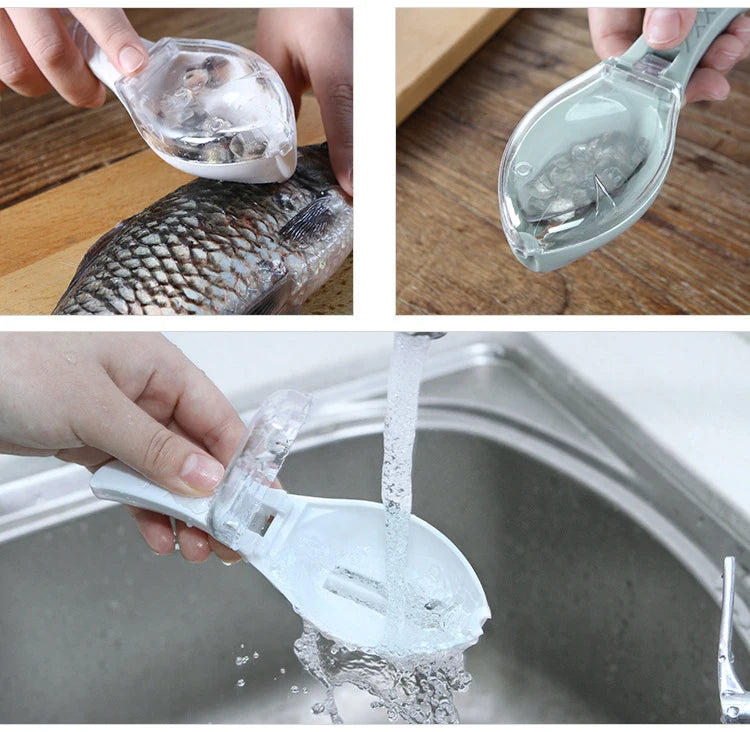 WIKHOSTAR Fish Scale Scraper Fish Skin Brush Seafood Tools Fast Remove Fish Scraper Cleaning Knife Kitchen Accessories