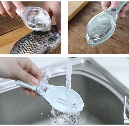 WIKHOSTAR Fish Scale Scraper Fish Skin Brush Seafood Tools Fast Remove Fish Scraper Cleaning Knife Kitchen Accessories