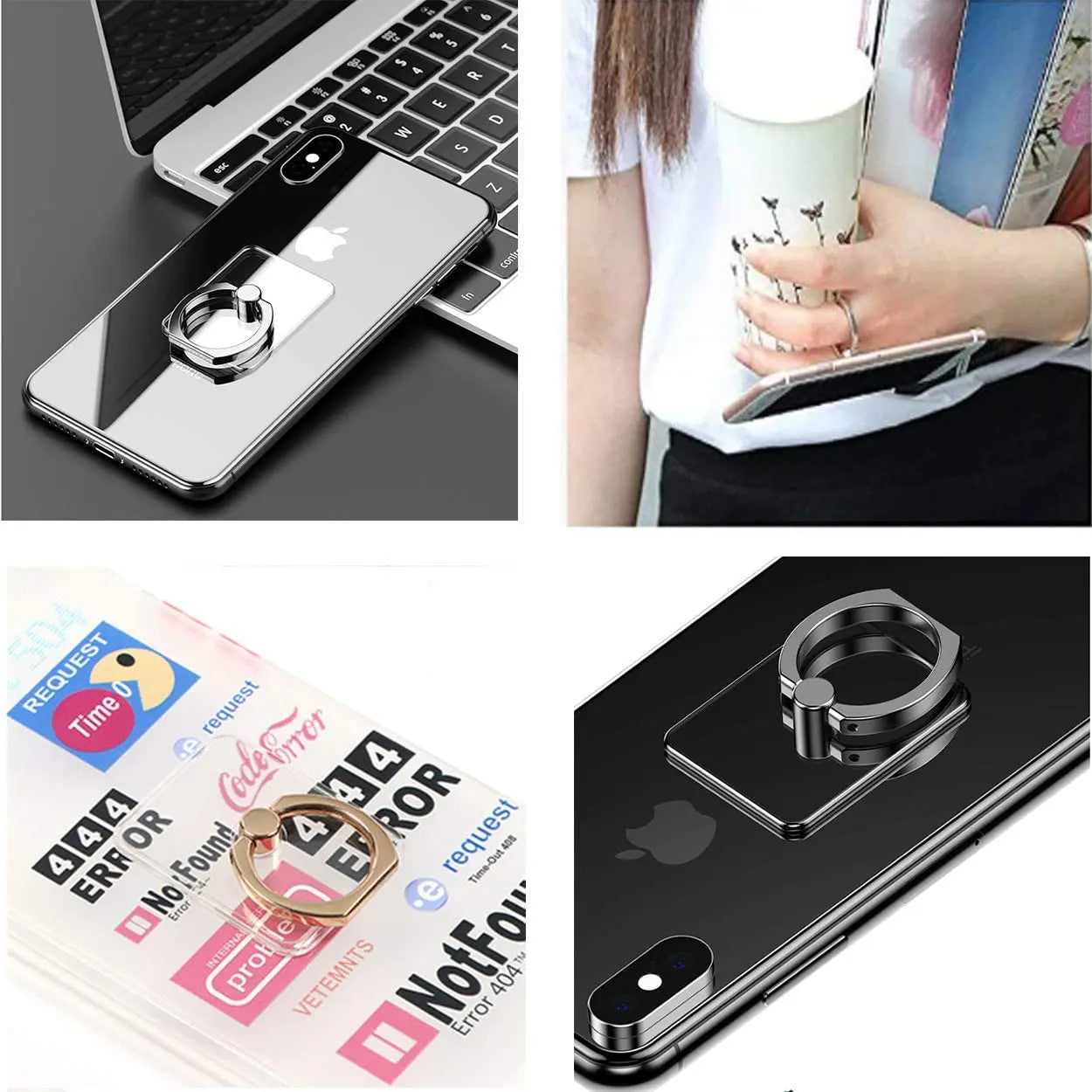 Transparent Cell Phone Ring Holder Stand 360° Degree Rotation Clear Finger Grip Kickstand Compatible Various iPhones Case