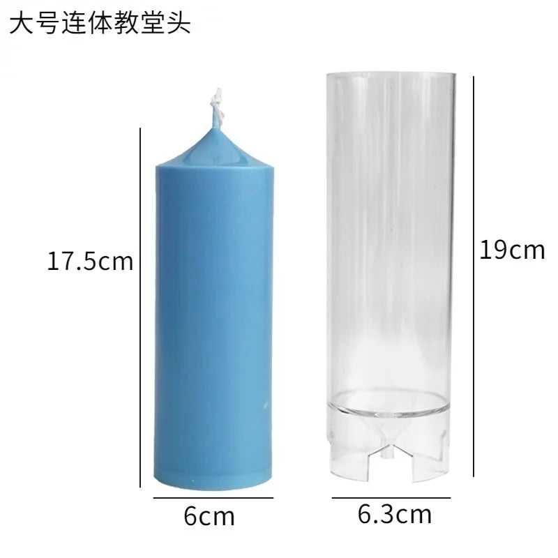 Spire Cylindrical Plastic Candle Mold DIY Geometric Conjoined Church Top Candles Making Supplies DIY Retro Church Wedding Decor