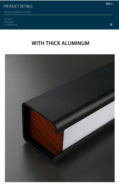 One word minimalist dining room chandelier modern long strip dining table lamp luxury dining room bar table lamp office light