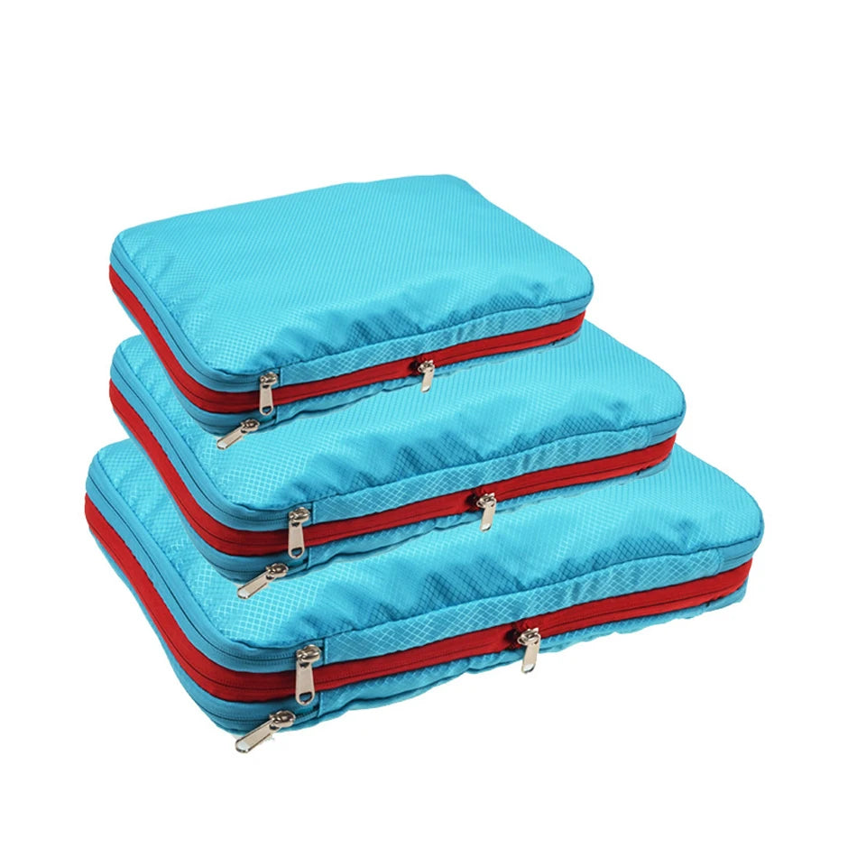Nylon Double Layer Portable Compression Packing Cubes For Large Travel Suitcase Organizer ,Waterproof ,For Travelling