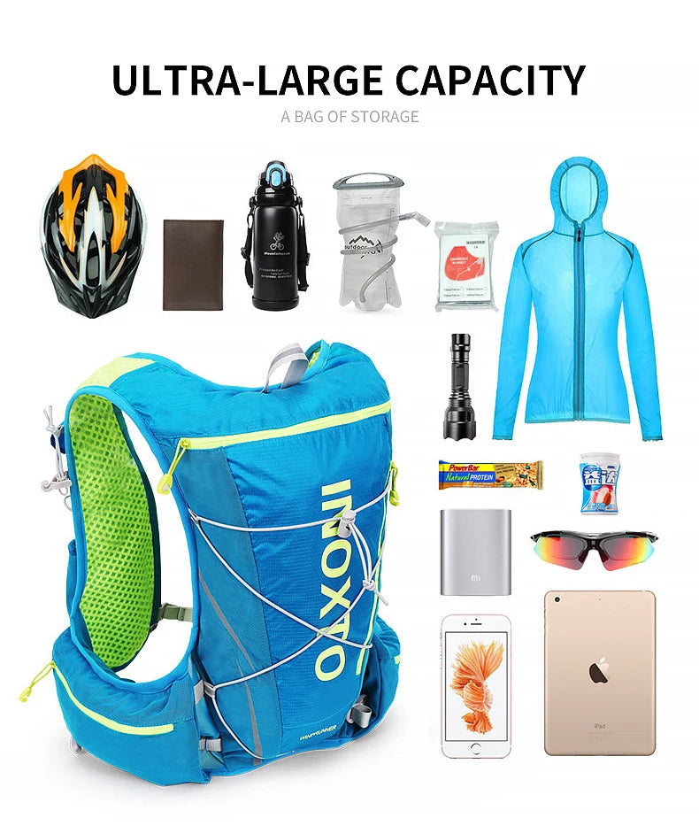 running hydrating vest backpack 8L, cycling hydrating backpack hiking marathon hydrating, with 1.5L water bag 500ml water bottle