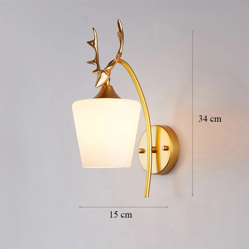 Decorative Modern Wall Lamp with Glass Shade Bedside Bedroom Loft Design Up Down Iron Led Wall Lights Gold for Home Mirror E27
