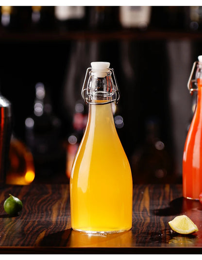 Enzyme Bottle,Bartender Tool,Fresh Lemon Lime Kitchen Oil Bottle,Jars With Lid Seal Buckle Plastic Storage Container Glass