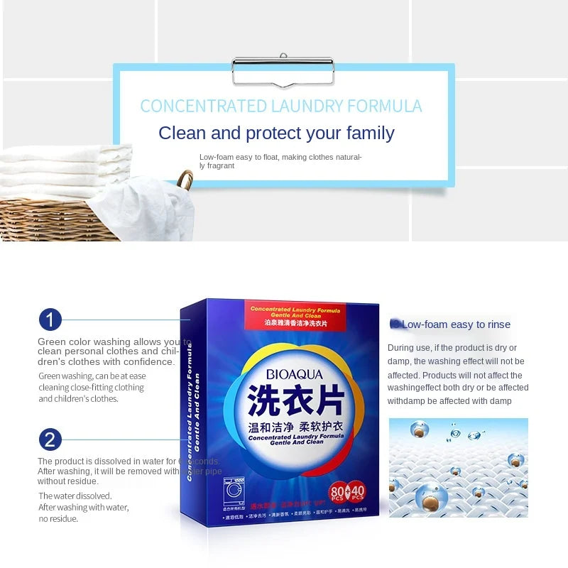 40-120Pcs Efficient Detergent New Fragrance Formula Strong Deep Cleaning Detergent Easy Dissolve Laundry Soap Tablets