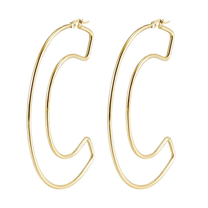 Personality Letter Ear ring Stainless Steel feminine Hyperbolic Earrings Girls Earrings Exquisite Gifts Women‘s Ear Jewelry 2021