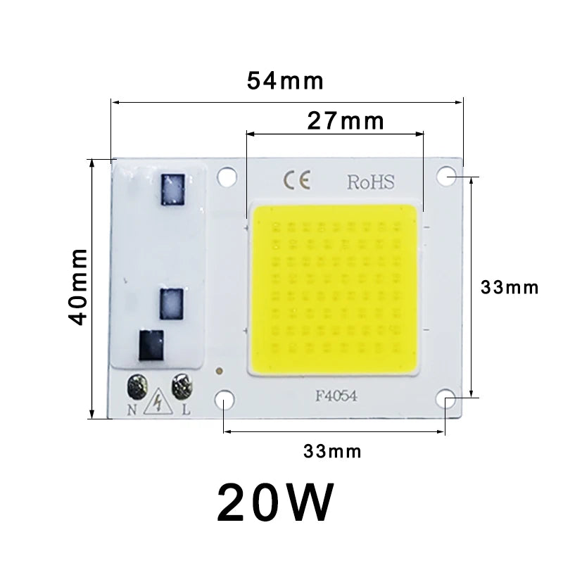 COB LED Lamp Chip AC 220V LED Bulb 10W 20W 30W 50W IP65 High Power Smart IC DIY Flood light Bulb Spotlight Outdoor Chip Lamp