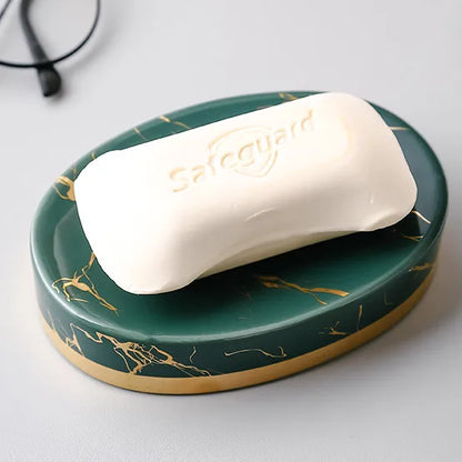 Soap Dish, Marble Look Bar Soap Holder Soap Sponge Tray Soap Case Box Saver for Bathroom Shower Kitchen Sink-  Marble Look