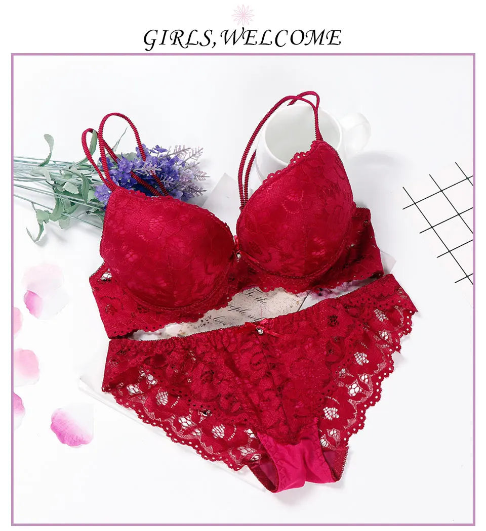 Lingerie  Sexy Bra Set  Women Push Up Lenceria Mujer Femme Underwire Langerie Girl Bralette Bras And Panty Feminina Lace Underwe