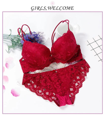 Lingerie  Sexy Bra Set  Women Push Up Lenceria Mujer Femme Underwire Langerie Girl Bralette Bras And Panty Feminina Lace Underwe