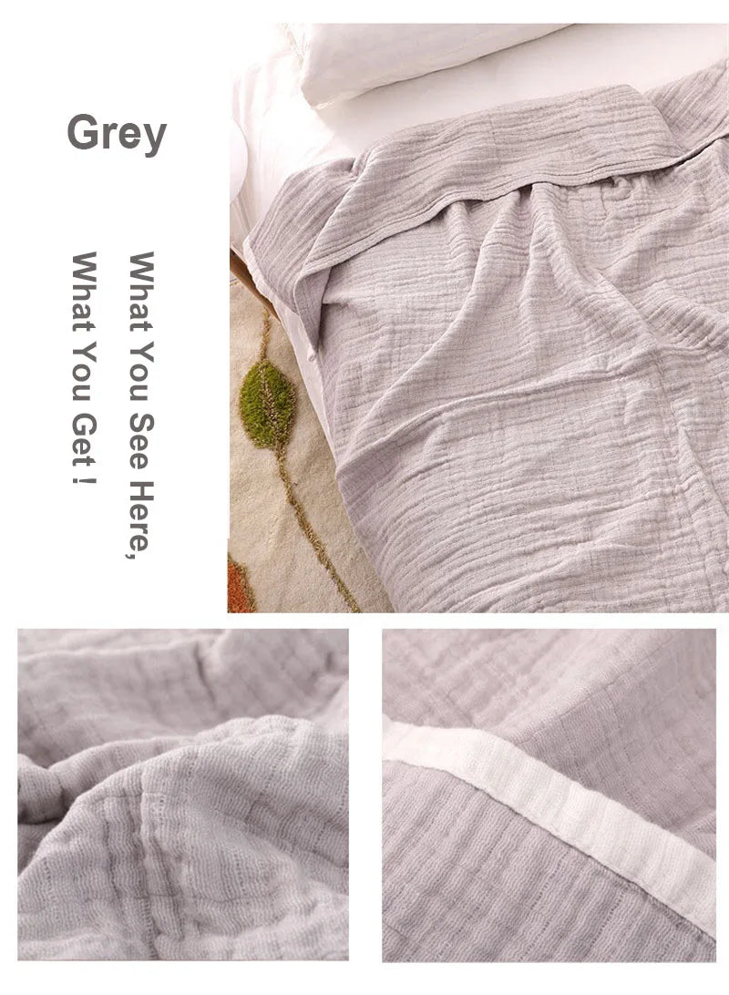 Summer Blankets 4 Layers Muslin Cotton Bedspread Blanket 150x200cm 200x230cm Soft Office Home Bedding Sleeping Quilt Blanket