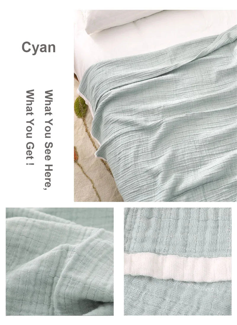 Summer Blankets 4 Layers Muslin Cotton Bedspread Blanket 150x200cm 200x230cm Soft Office Home Bedding Sleeping Quilt Blanket